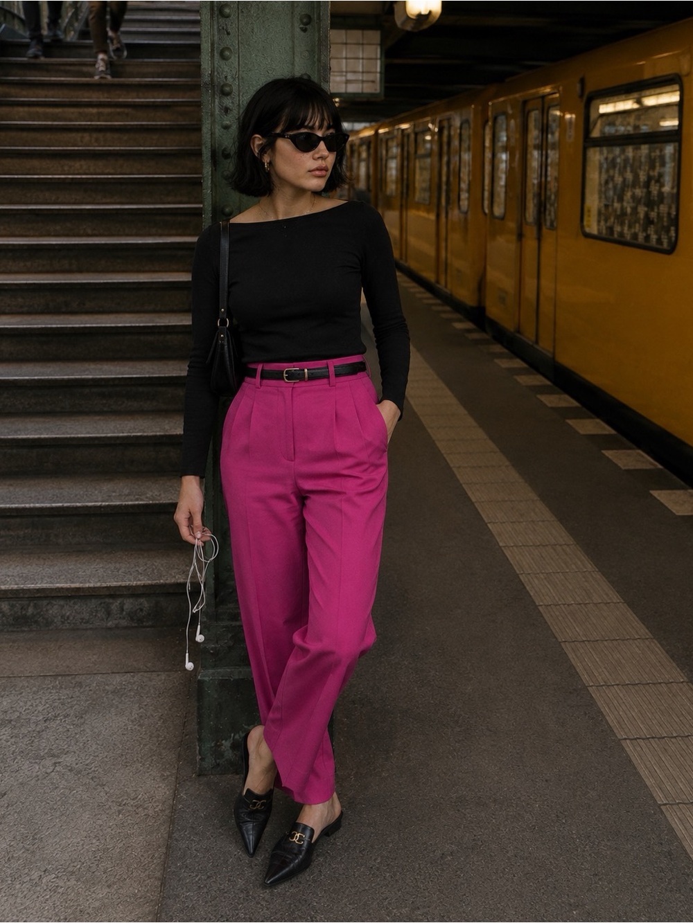 Topshop Vibrant Fuchsia Tailored Trousers